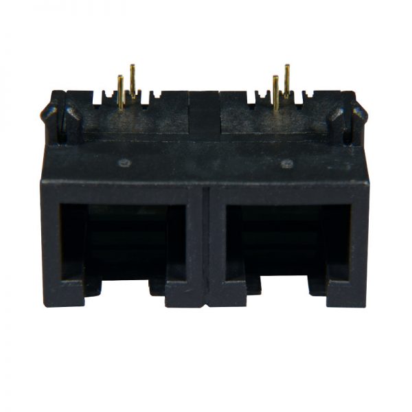 AST Labs 6P2C RJ11 1×2 Port Ganged PCB Modular Jack Front View